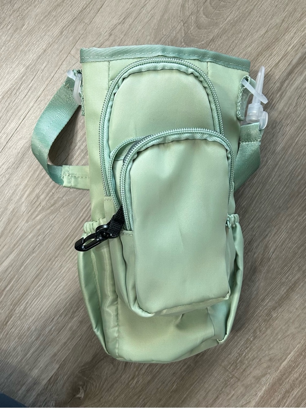 Green Insulated Bottle Carrier Fits 30-40oz Tumbler w/Pockets - Picture 5 of 6